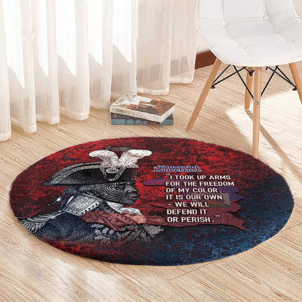 Toussaint Louverture Afro Haiti Round Carpet Haitian Father Grunge Style - African Pride