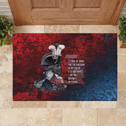 Toussaint Louverture Afro Haiti Rubber Doormat Haitian Father Grunge Style - African Pride