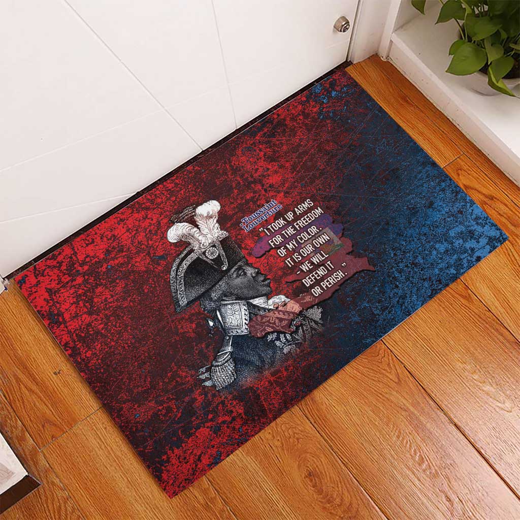 Toussaint Louverture Afro Haiti Rubber Doormat Haitian Father Grunge Style - African Pride