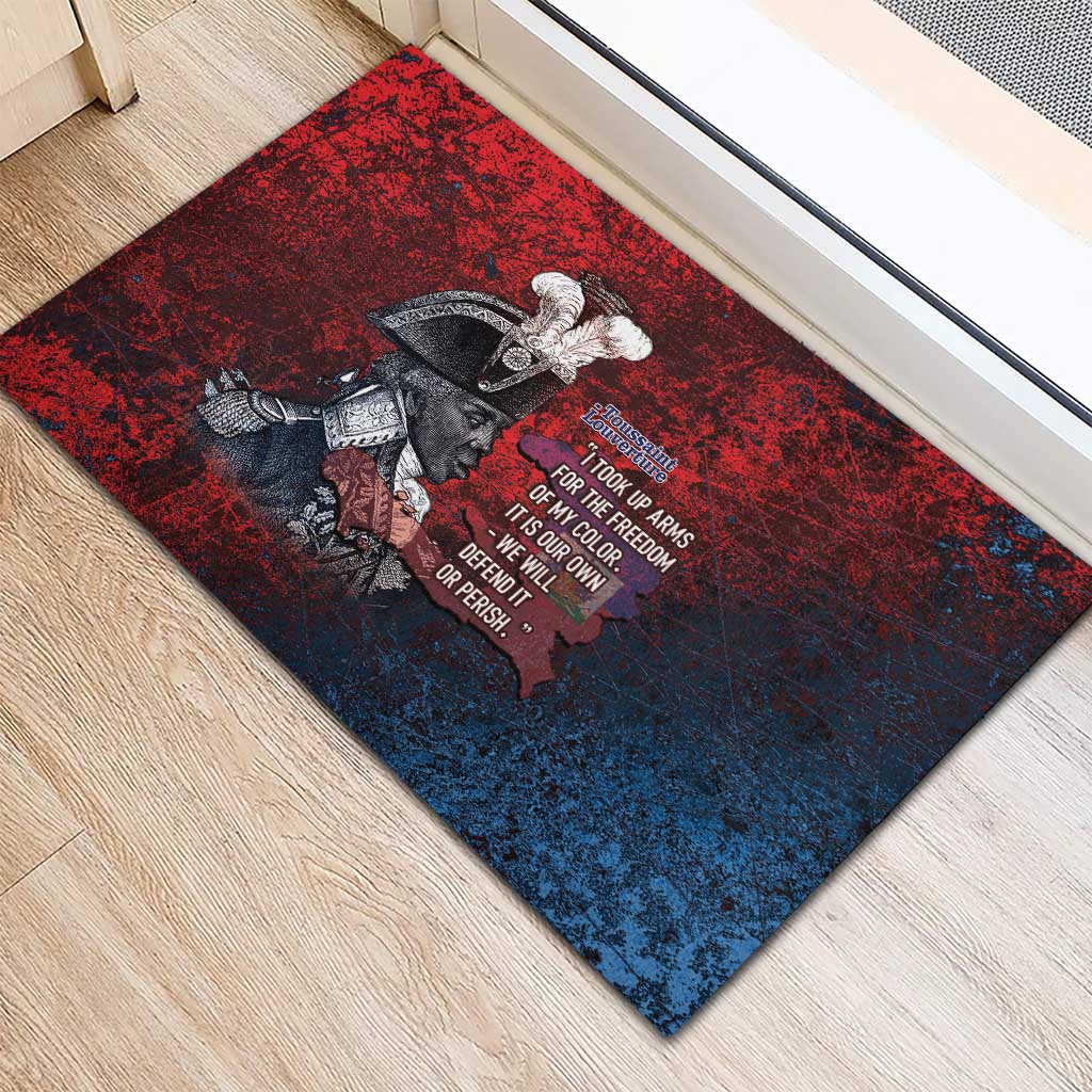 Toussaint Louverture Afro Haiti Rubber Doormat Haitian Father Grunge Style - African Pride