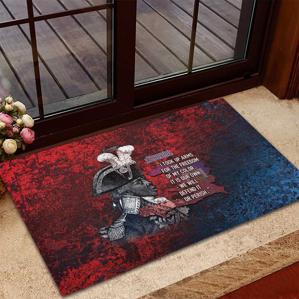 Toussaint Louverture Afro Haiti Rubber Doormat Haitian Father Grunge Style - African Pride
