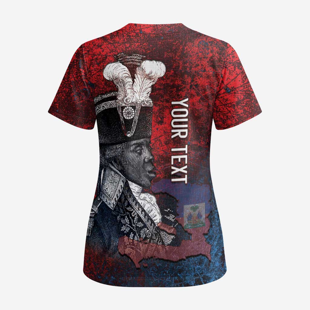 Personalized Toussaint Louverture Afro Haiti Scrub Top Haitian Father Grunge Style - African Pride