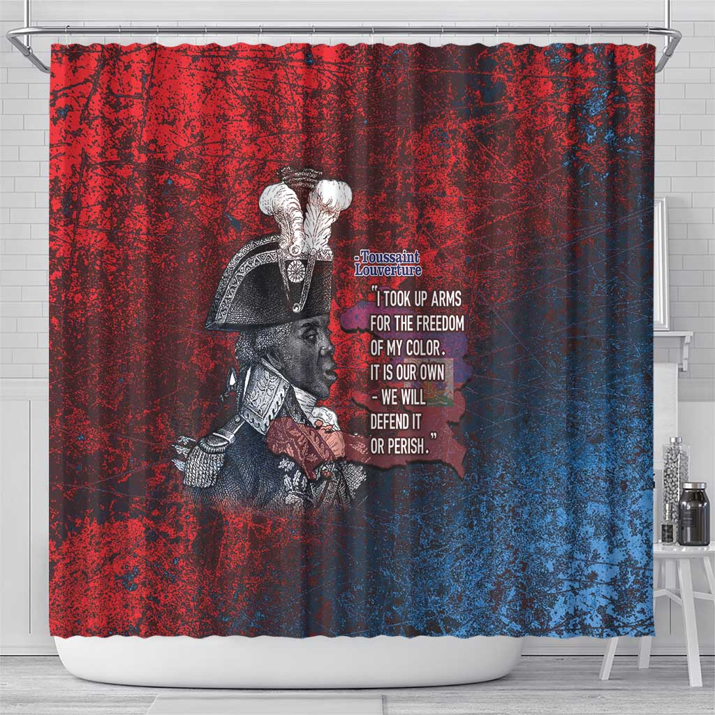 Toussaint Louverture Afro Haiti Shower Curtain Haitian Father Grunge Style - African Pride