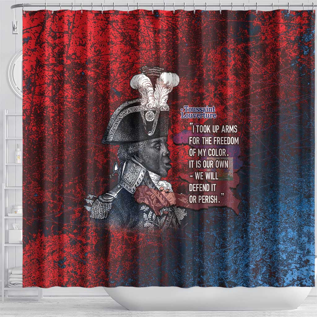 Toussaint Louverture Afro Haiti Shower Curtain Haitian Father Grunge Style - African Pride