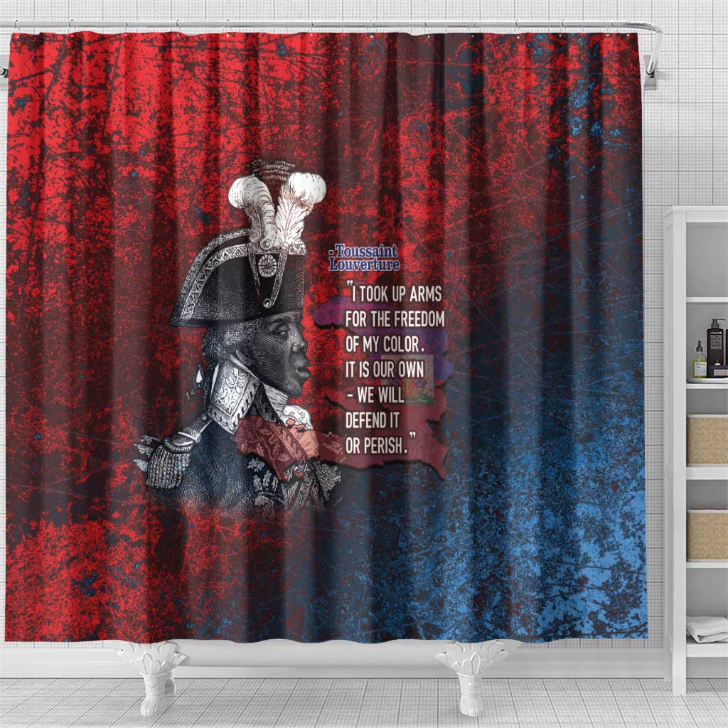Toussaint Louverture Afro Haiti Shower Curtain Haitian Father Grunge Style - African Pride