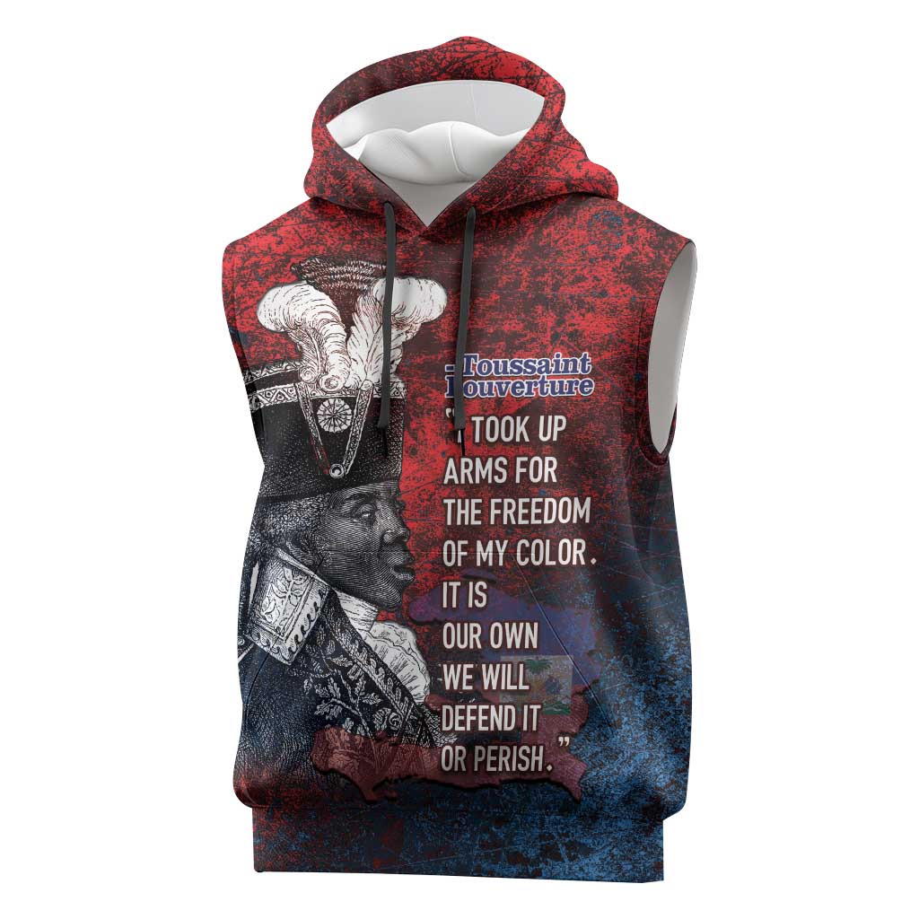 Personalized Toussaint Louverture Afro Haiti Sleeveless Hoodie Haitian Father Grunge Style - African Pride