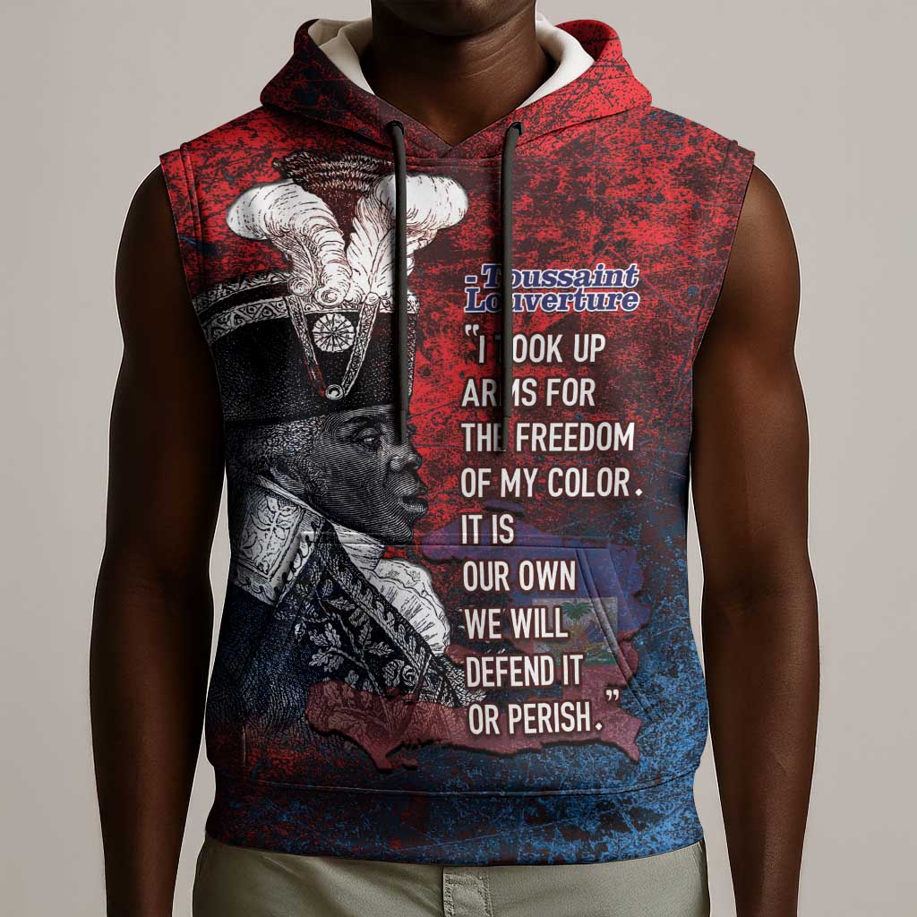 Personalized Toussaint Louverture Afro Haiti Sleeveless Hoodie Haitian Father Grunge Style - African Pride