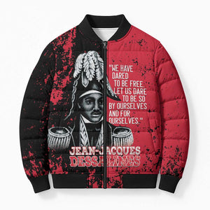 Personalized Jean-Jacques Dessalines Afro Haiti Bomber Puffer Jacket Emperor Of First Empire Grunge Style - African Pride