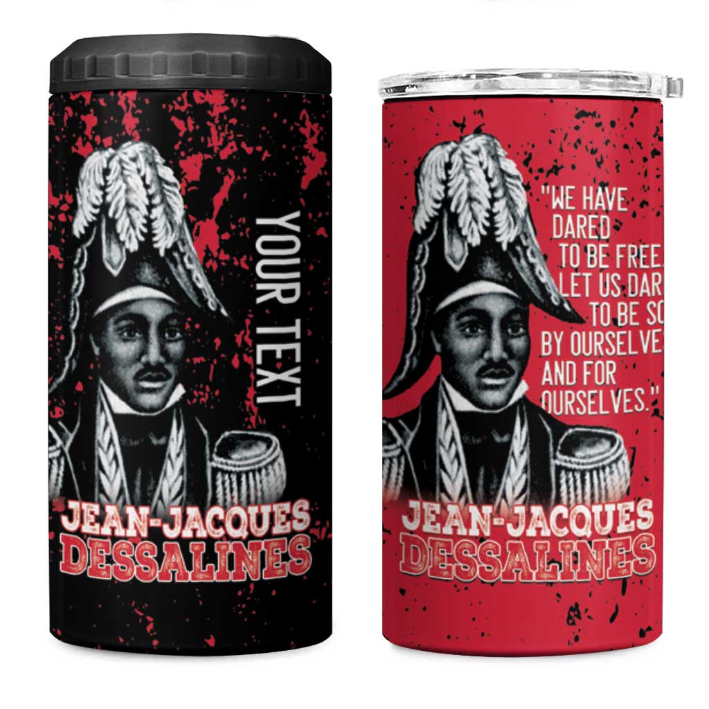 Personalized Jean-Jacques Dessalines Afro Haiti 4 in 1 Can Cooler Tumbler Emperor Of First Empire Grunge Style - African Pride