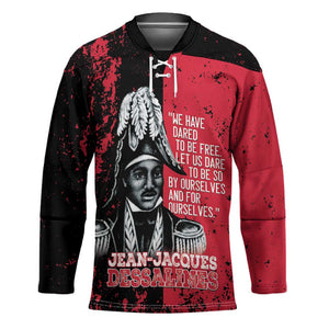 Personalized Jean-Jacques Dessalines Afro Haiti Hockey Jersey Emperor Of First Empire Grunge Style - African Pride