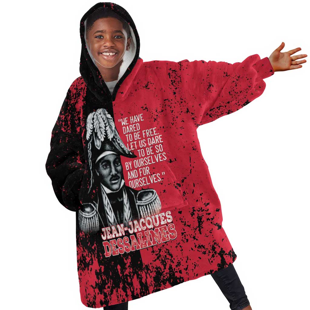 Personalized Jean-Jacques Dessalines Afro Haiti Kid Wearable Blanket Hoodie Emperor Of First Empire Grunge Style - African Pride