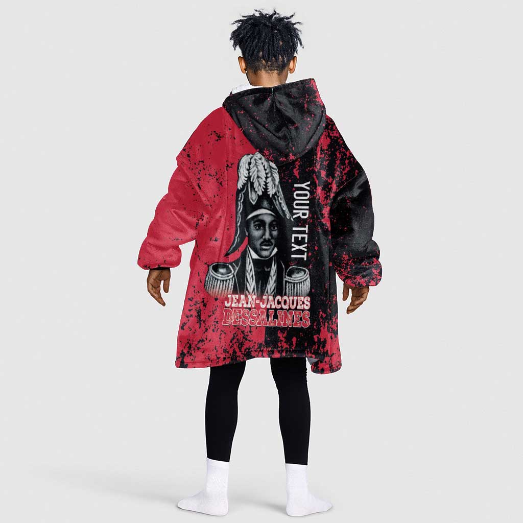 Personalized Jean-Jacques Dessalines Afro Haiti Kid Wearable Blanket Hoodie Emperor Of First Empire Grunge Style - African Pride
