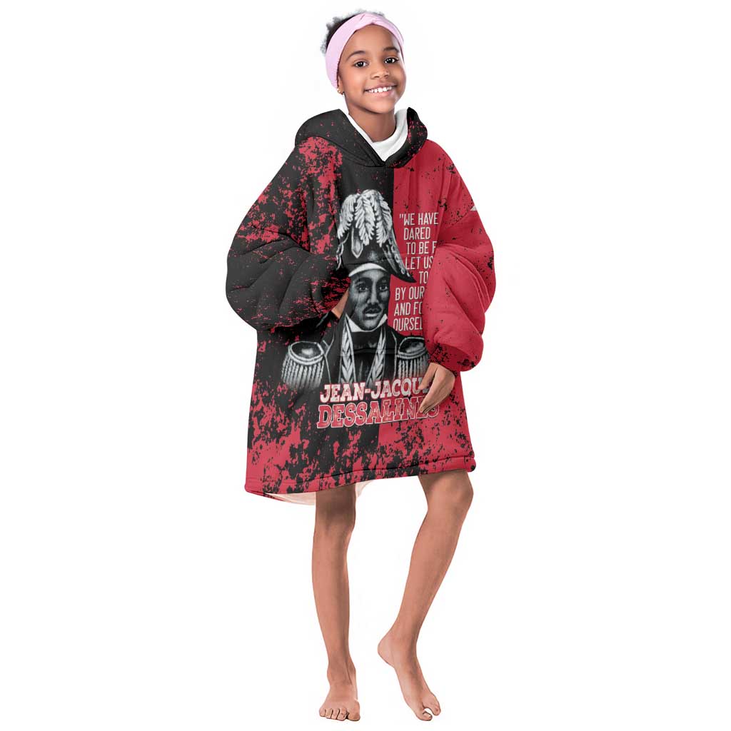 Personalized Jean-Jacques Dessalines Afro Haiti Kid Wearable Blanket Hoodie Emperor Of First Empire Grunge Style - African Pride
