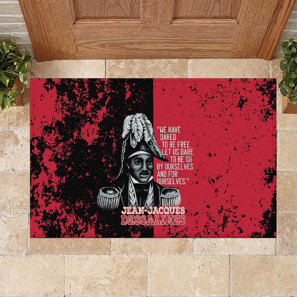 Jean-Jacques Dessalines Afro Haiti Rubber Doormat Emperor Of First Empire Grunge Style - African Pride