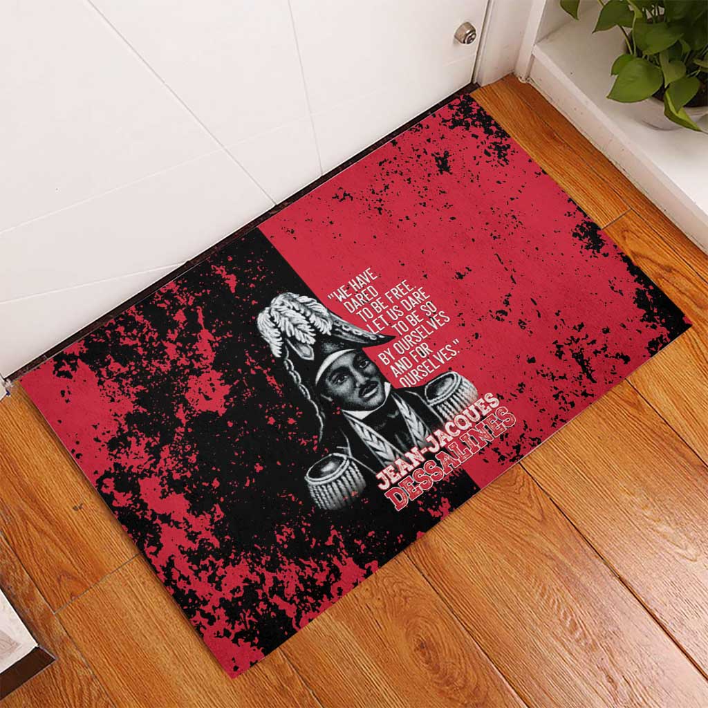 Jean-Jacques Dessalines Afro Haiti Rubber Doormat Emperor Of First Empire Grunge Style - African Pride
