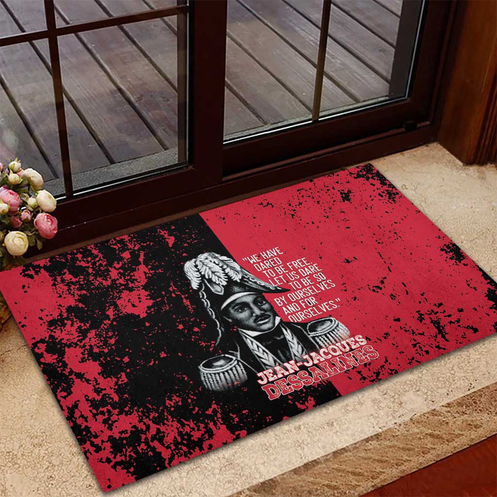 Jean-Jacques Dessalines Afro Haiti Rubber Doormat Emperor Of First Empire Grunge Style - African Pride