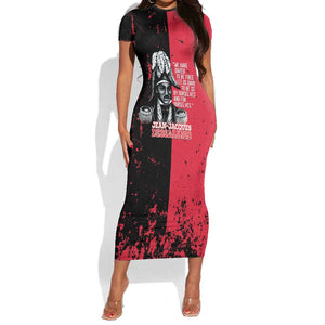 Personalized Jean-Jacques Dessalines Afro Haiti Short Sleeve Bodycon Dress Emperor Of First Empire Grunge Style LT14