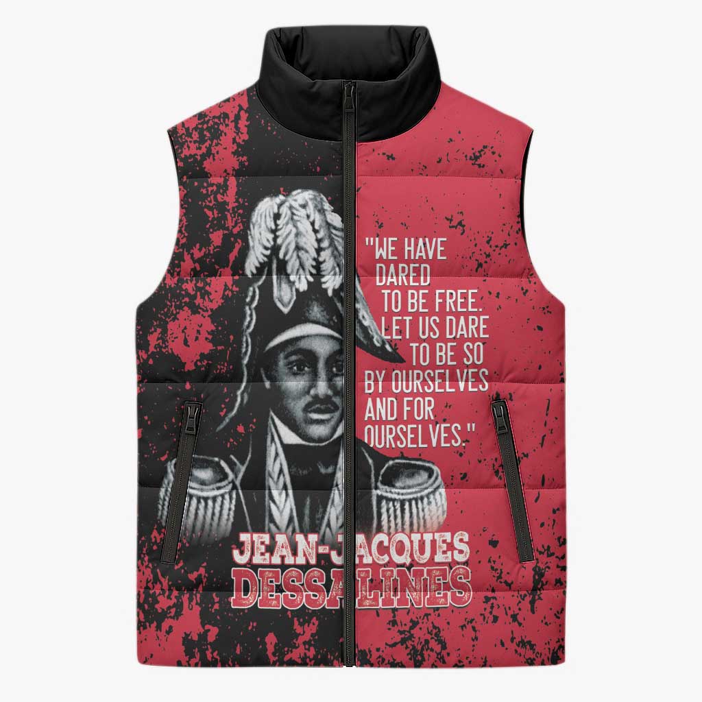Personalized Jean-Jacques Dessalines Afro Haiti Sleeveless Puffer Jacket Emperor Of First Empire Grunge Style - African Pride