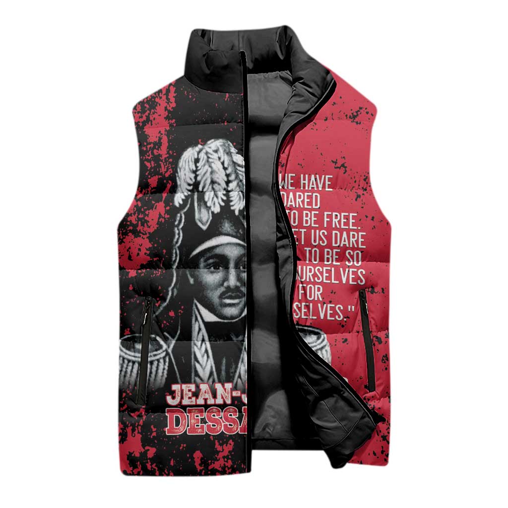 Personalized Jean-Jacques Dessalines Afro Haiti Sleeveless Puffer Jacket Emperor Of First Empire Grunge Style - African Pride