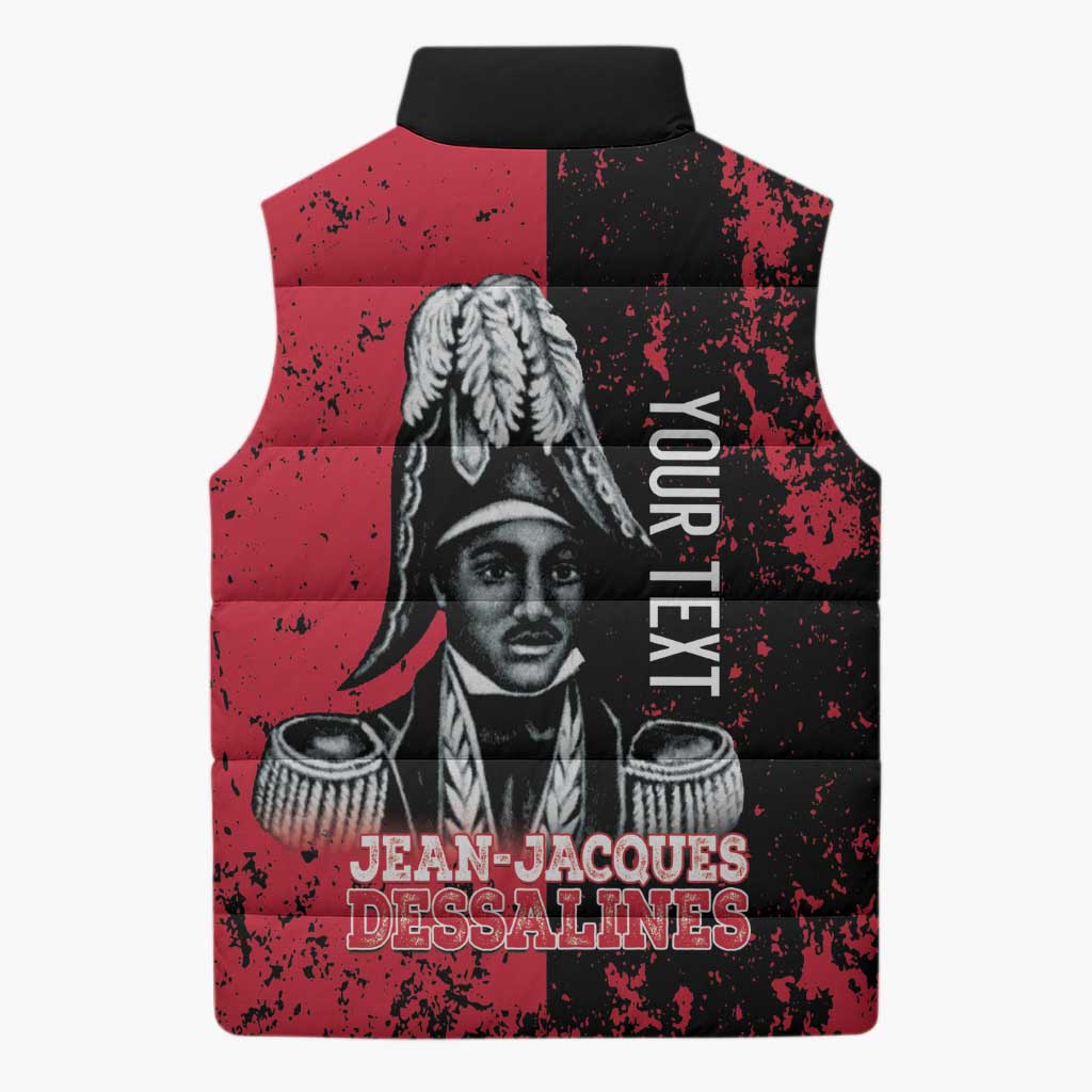 Personalized Jean-Jacques Dessalines Afro Haiti Sleeveless Puffer Jacket Emperor Of First Empire Grunge Style - African Pride