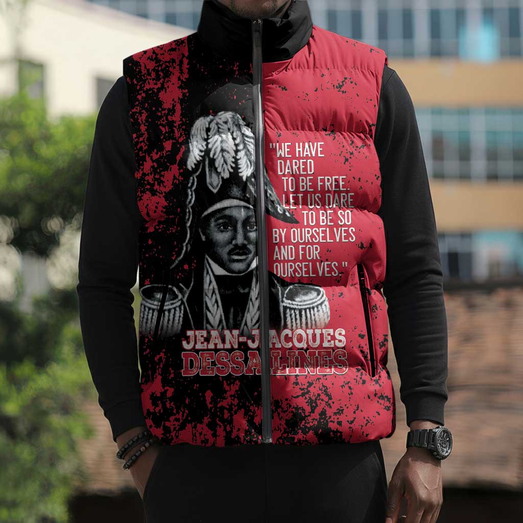 Personalized Jean-Jacques Dessalines Afro Haiti Sleeveless Puffer Jacket Emperor Of First Empire Grunge Style - African Pride