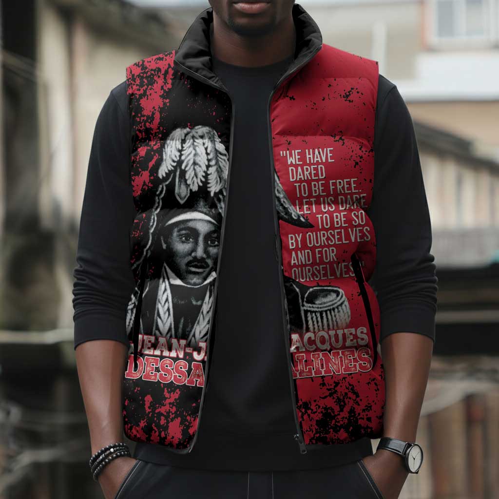 Personalized Jean-Jacques Dessalines Afro Haiti Sleeveless Puffer Jacket Emperor Of First Empire Grunge Style - African Pride
