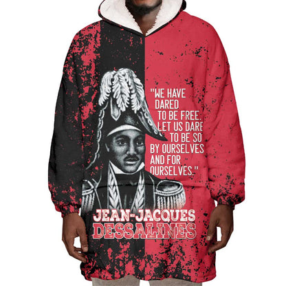 Personalized Jean-Jacques Dessalines Afro Haiti Wearable Blanket Hoodie Emperor Of First Empire Grunge Style - African Pride