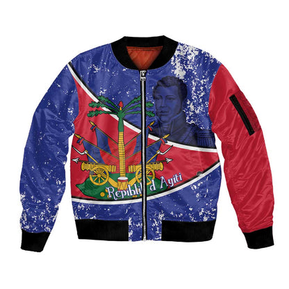 Republic of Haiti 1806-1820 Sleeve Zip Bomber Jacket Alexandre Petion With Coat Of Arms - African Pride