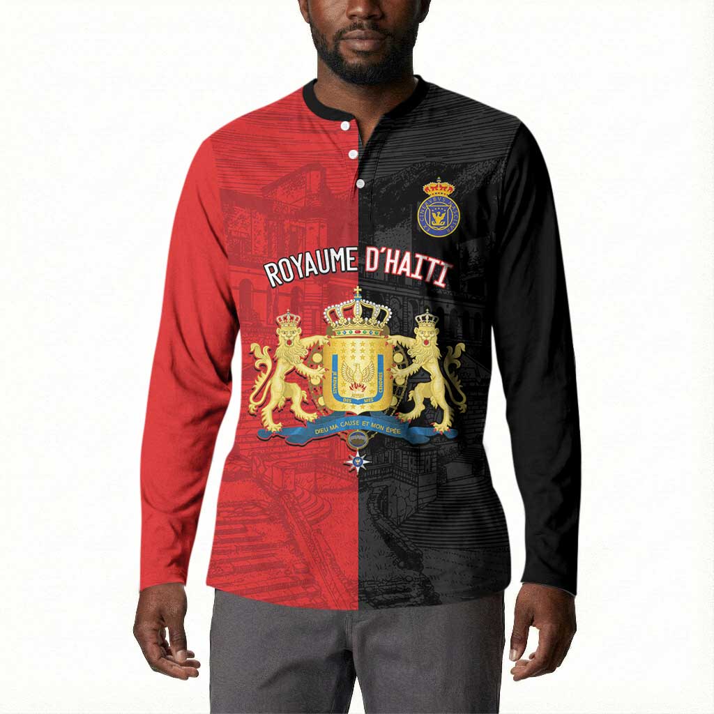 Personalized Kingdom of Haiti Button Sweatshirt Sans-Souci Palace Flag Style