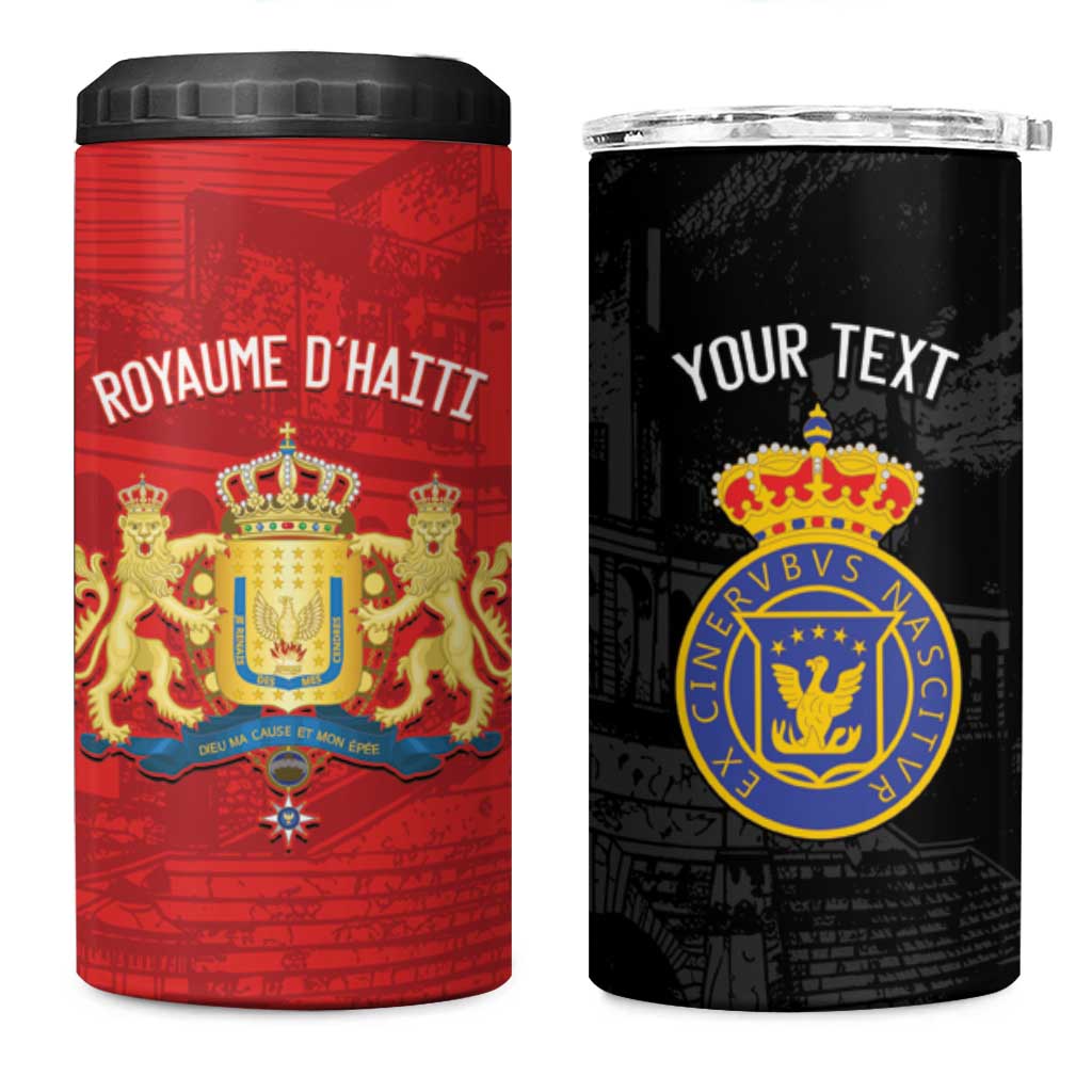 Personalized Kingdom of Haiti 4 in 1 Can Cooler Tumbler Sans-Souci Palace Flag Style - African Pride