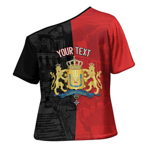 Personalized Kingdom of Haiti Cross Shoulder Shirt Sans-Souci Palace Flag Style - African Pride