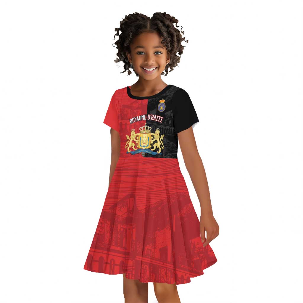 Personalized Kingdom of Haiti Kid Short Sleeve Dress Sans-Souci Palace Flag Style LT14