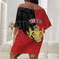 Personalized Kingdom of Haiti Off Shoulder Short Dress Sans-Souci Palace Flag Style - African Pride