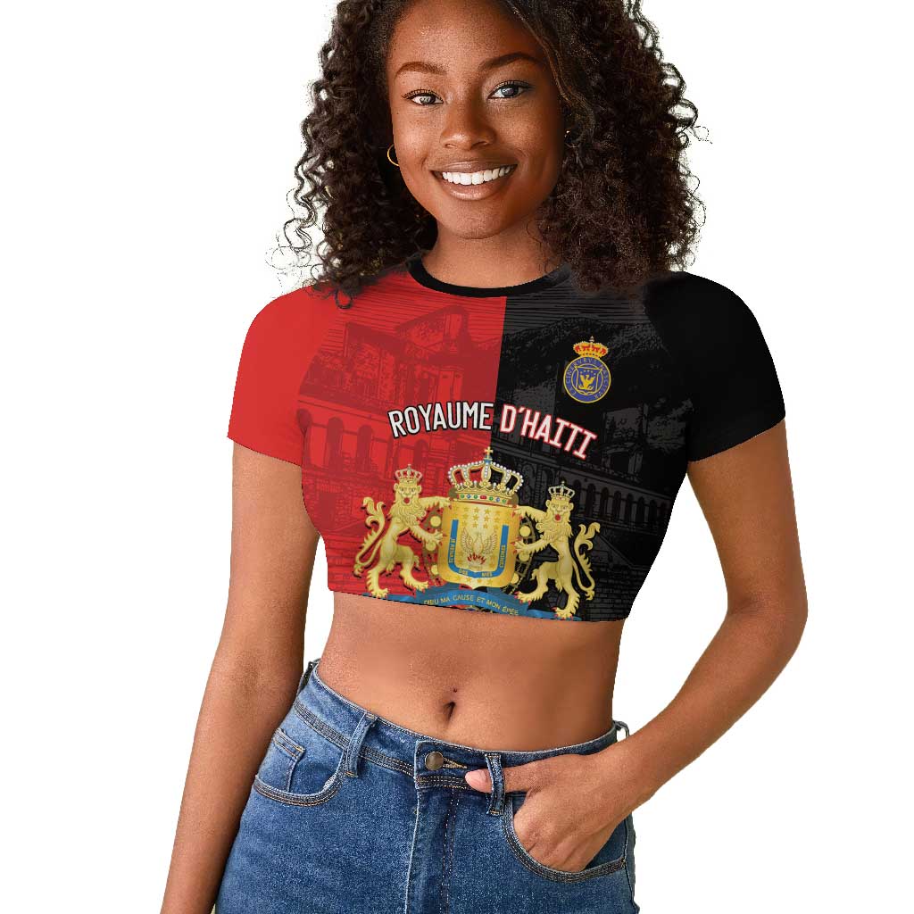 Personalized Kingdom of Haiti Raglan Cropped T shirt Sans-Souci Palace Flag Style LT14