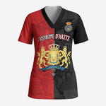 Personalized Kingdom of Haiti Scrub Top Sans-Souci Palace Flag Style - African Pride