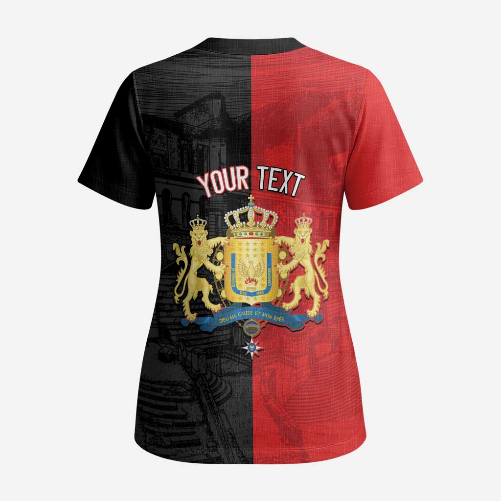 Personalized Kingdom of Haiti Scrub Top Sans-Souci Palace Flag Style - African Pride