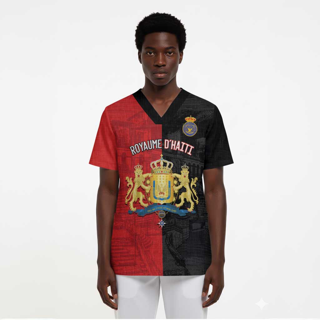 Personalized Kingdom of Haiti Scrub Top Sans-Souci Palace Flag Style - African Pride