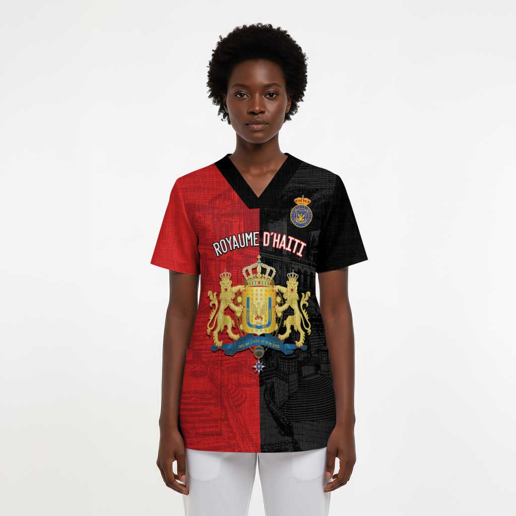 Personalized Kingdom of Haiti Scrub Top Sans-Souci Palace Flag Style - African Pride