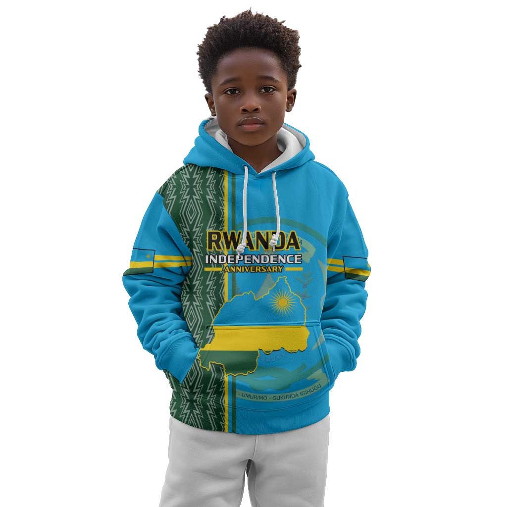 Personalised 1 July Independence Day Rwanda Kid Hoodie African Imigongo Happy 61st Anniversary