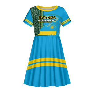 Personalised 1 July Independence Day Rwanda Kid Short Sleeve Dress African Imigongo Happy 61st Anniversary