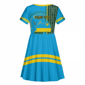 Personalised 1 July Independence Day Rwanda Kid Short Sleeve Dress African Imigongo Happy 61st Anniversary