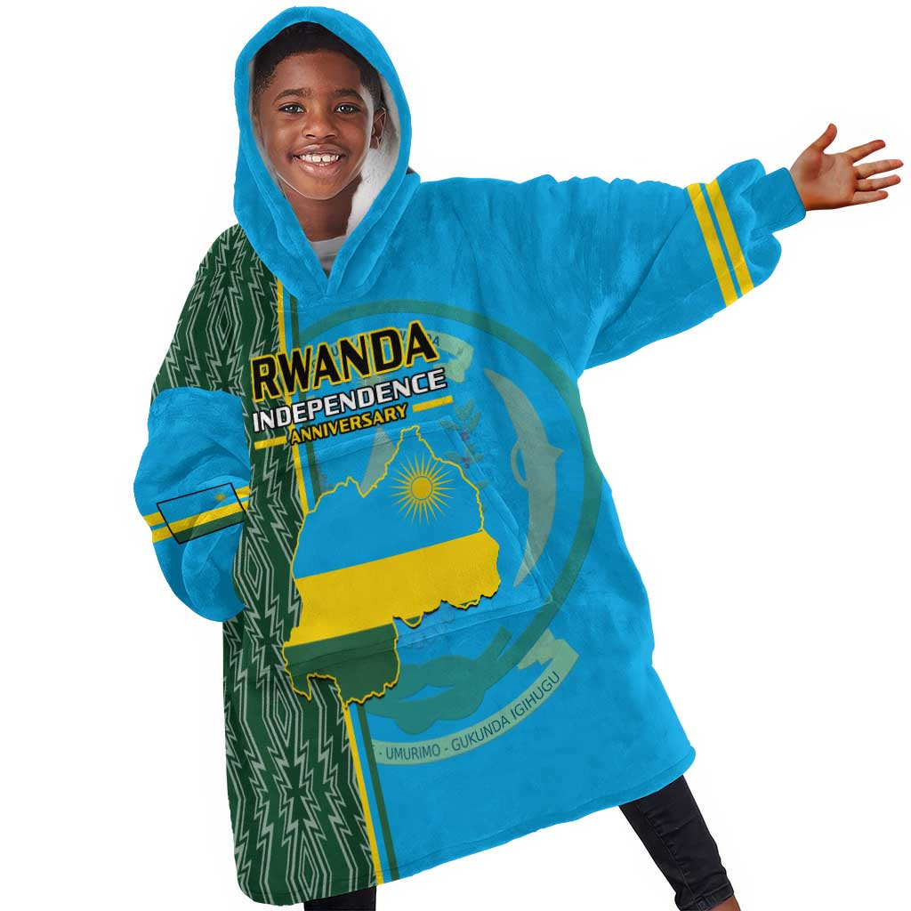 Personalised 1 July Independence Day Rwanda KId Wearable Blanket Hoodie African Imigongo Happy 61st Anniversary