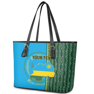 Personalised 1 July Independence Day Rwanda Leather Tote Bag African Imigongo Happy 61st Anniversary