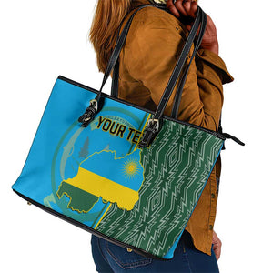 Personalised 1 July Independence Day Rwanda Leather Tote Bag African Imigongo Happy 61st Anniversary