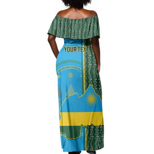 Personalised 1 July Independence Day Rwanda Off Shoulder Maxi Dress African Imigongo Happy 61st Anniversary