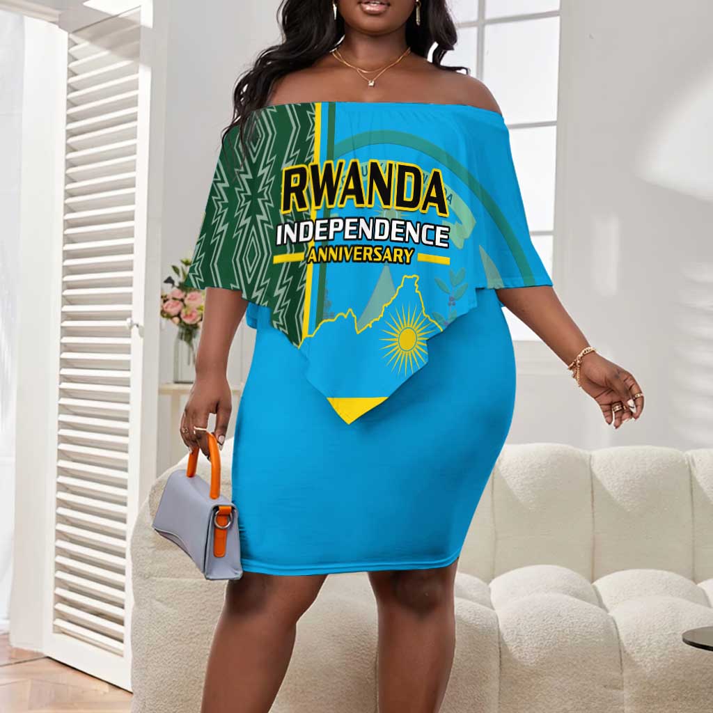 Personalised 1 July Independence Day Rwanda Off Shoulder Short Dress African Imigongo Happy 61st Anniversary LT14