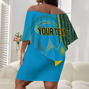 Personalised 1 July Independence Day Rwanda Off Shoulder Short Dress African Imigongo Happy 61st Anniversary LT14