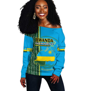 Personalised 1 July Independence Day Rwanda Off Shoulder Sweater African Imigongo Happy 61st Anniversary