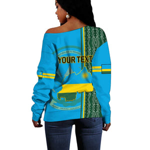 Personalised 1 July Independence Day Rwanda Off Shoulder Sweater African Imigongo Happy 61st Anniversary