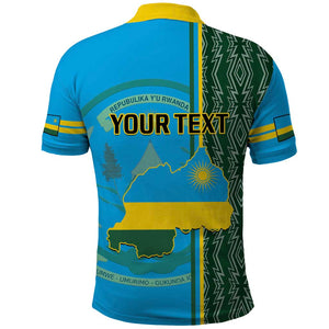 Personalised 1 July Independence Day Rwanda Polo Shirt African Imigongo Happy 61st Anniversary